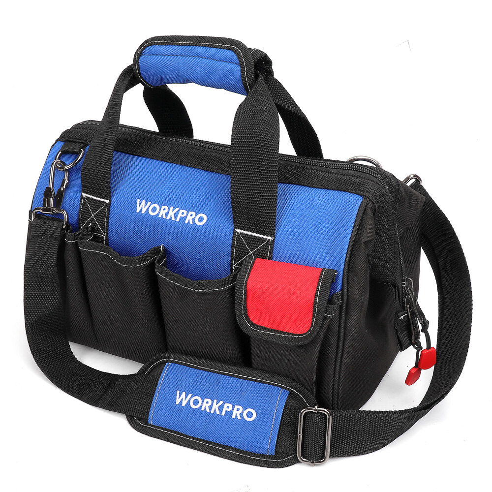 WORKPRO 14” Tool Bag Multi-pocket Tool Organizer with Adjustable Shoulder Strap