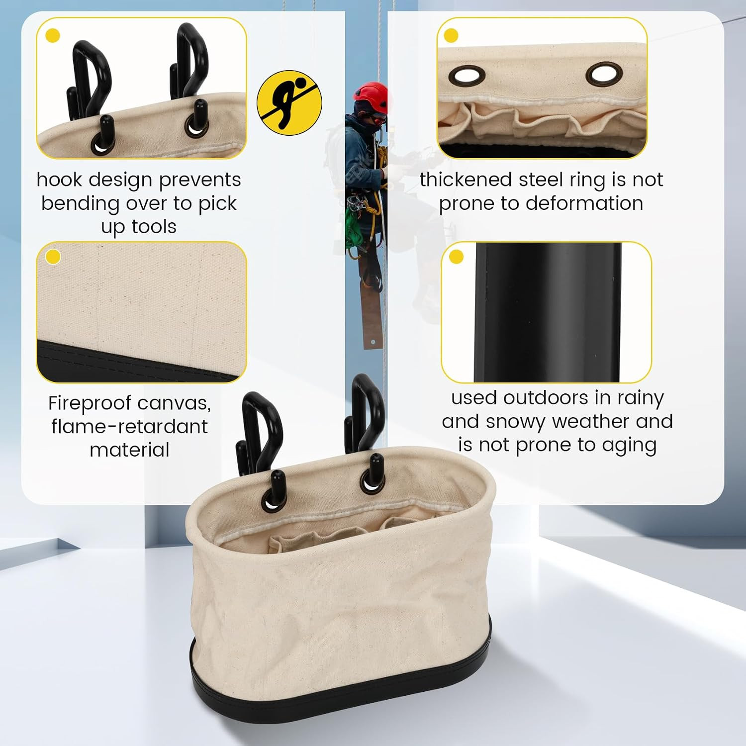 Versatile Oval Tool Bag with 15 Pockets for Electricians & DIY Projects