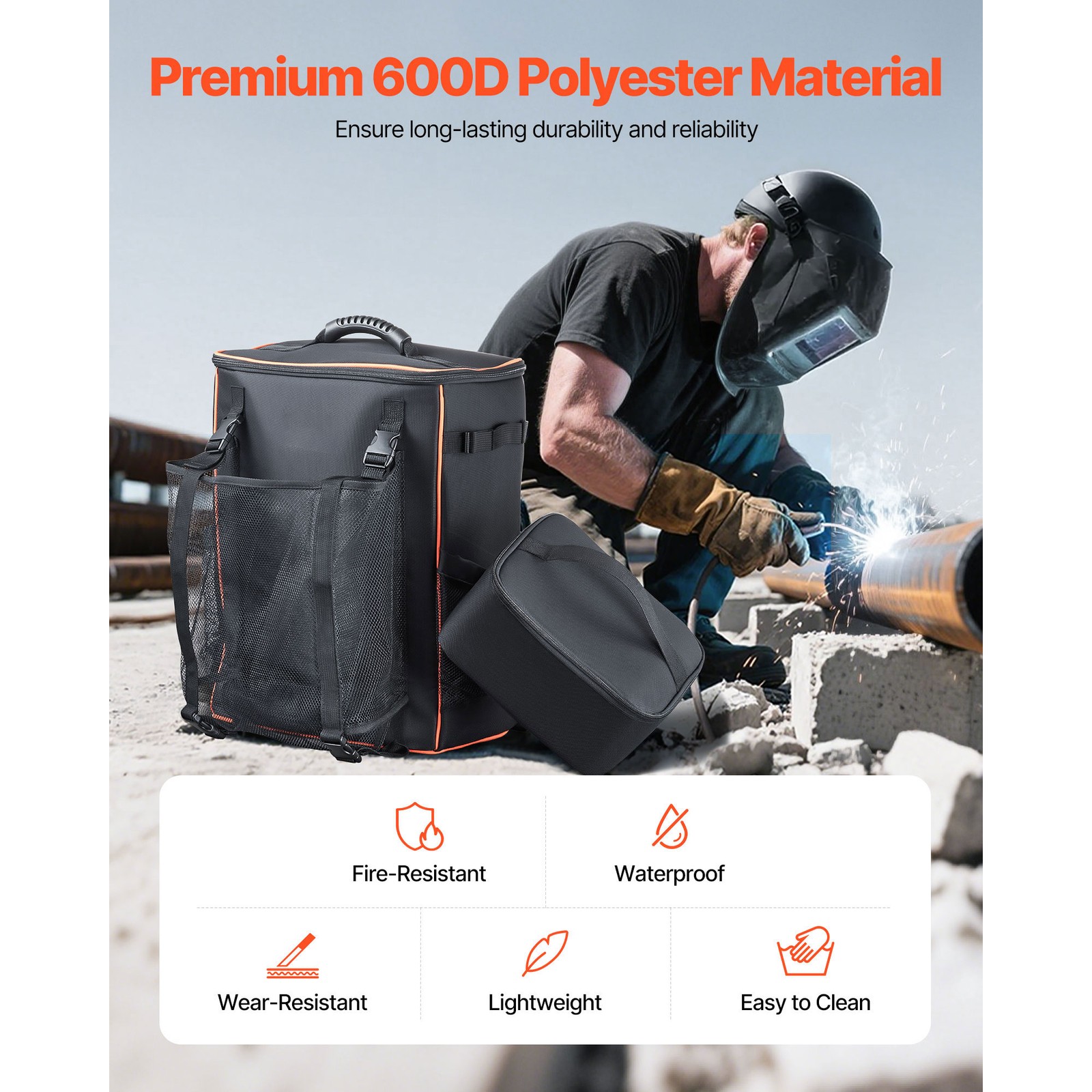 35.6L Welding Backpack 600D Polyester Welder Backpack for Tools and Helmet
