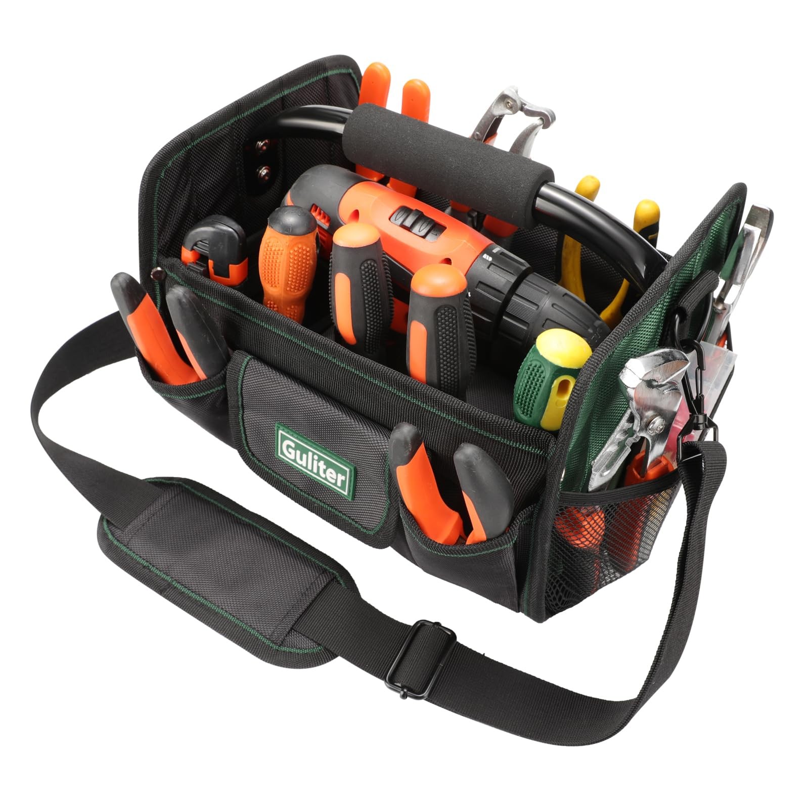 11 Inch Small Tool Bag, Open Top Tool Tote with Stainless Steel Handle and Ad…
