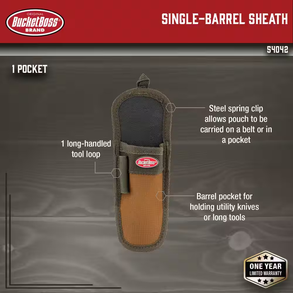 3.75 In. 1-Pocket Single Barrel Tool Belt Sheath Holster Tool Holder