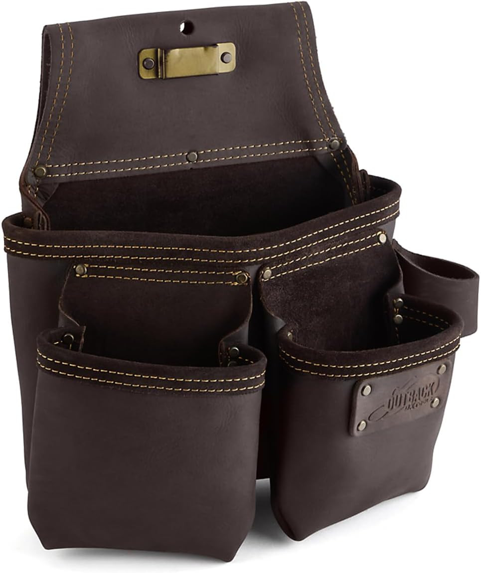 Pro Framers Leather Tool Pouch with 7 Pockets and Hammer Holder – P263203