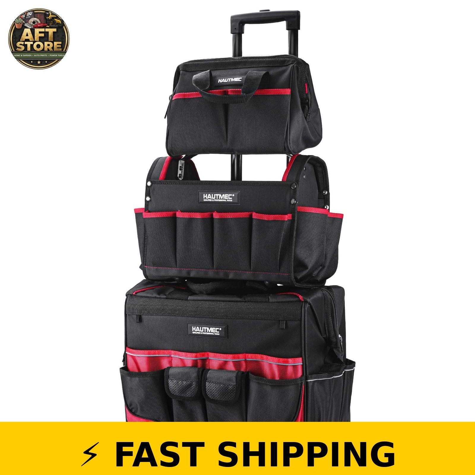 HAUTMEC 3-Piece Rolling Tool Bag Set, Heavy-Duty & Water-Resistant