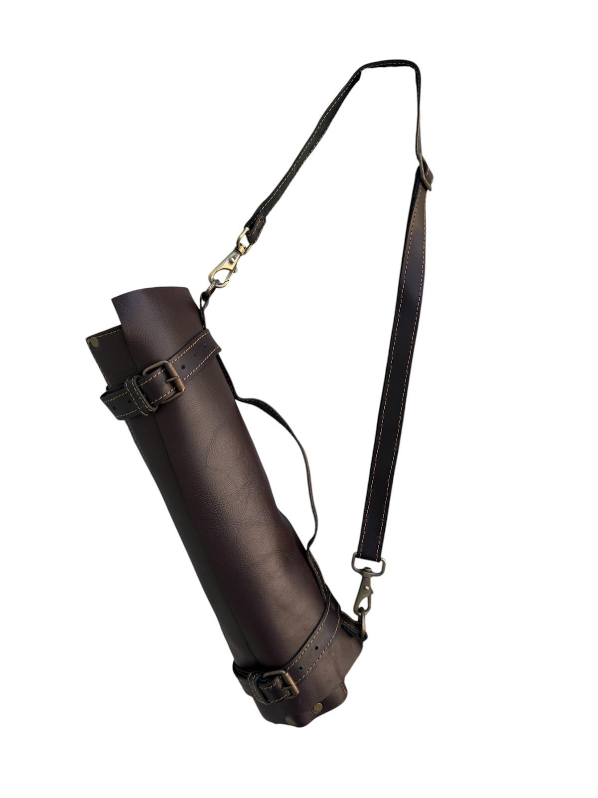 Cowhide Leather Chef knife Roll Bag Portable Storage for Tools Adjustable Strap