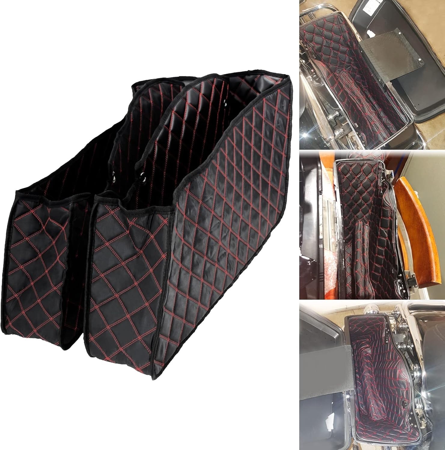 Non-Stretched Saddlebag Liners Inserts Red Thread Compatible with Harley Tour…