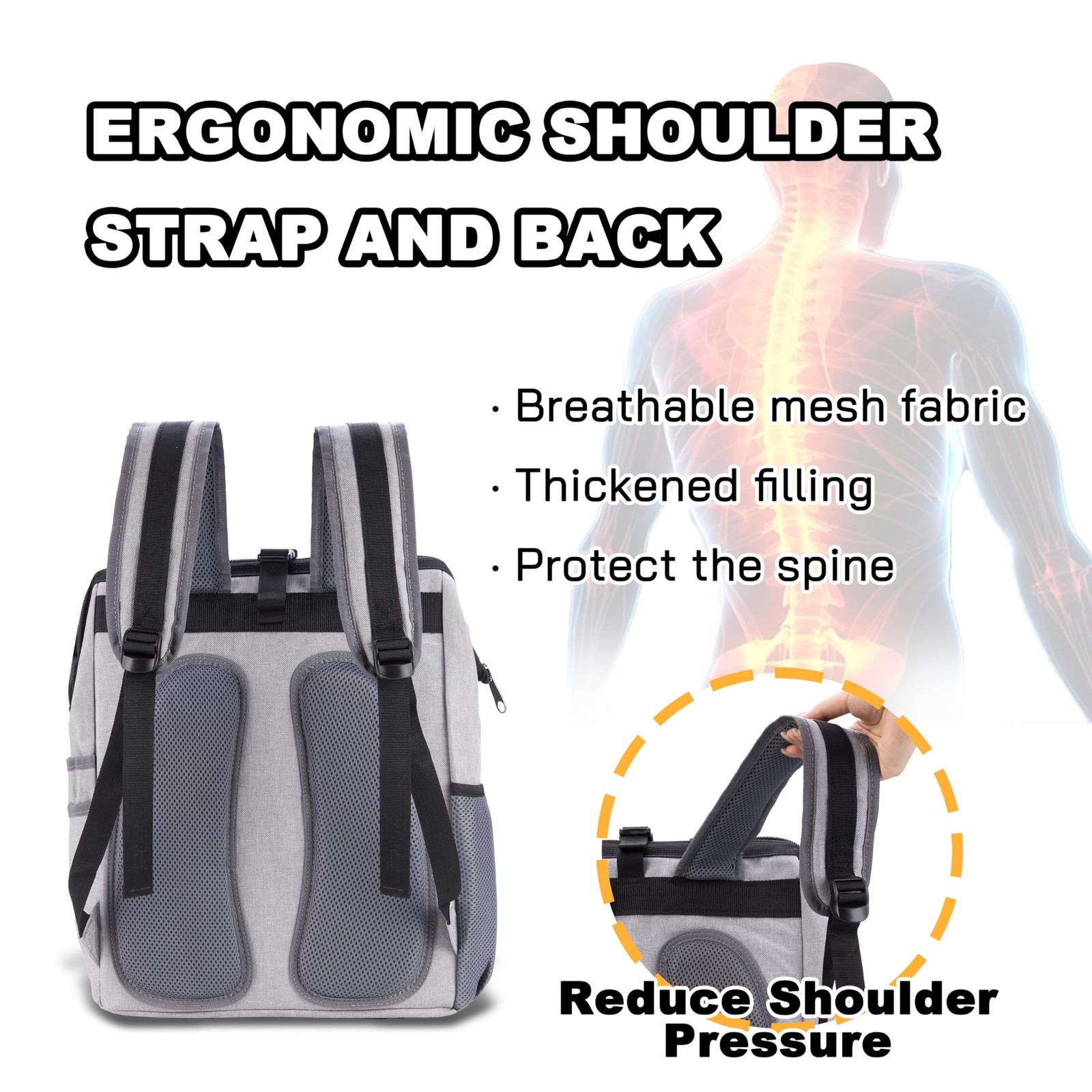 Justzon Backpack Tool Bag Padded Back Support Heavy Duty Tool Kit Carrier