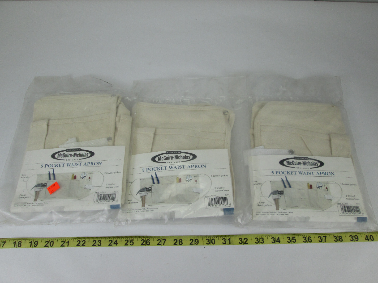Lot of 3 New McGuire Nicholas 5 Pocket w Hammer Loops Waist Apron Cotton Canvas