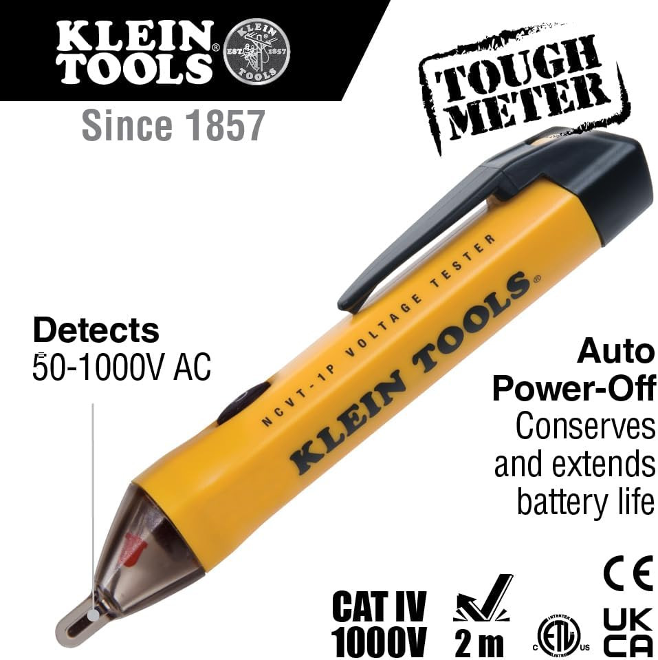 Durable 48-Pocket Tool Backpack with Klein Voltage Tester Pen Combo