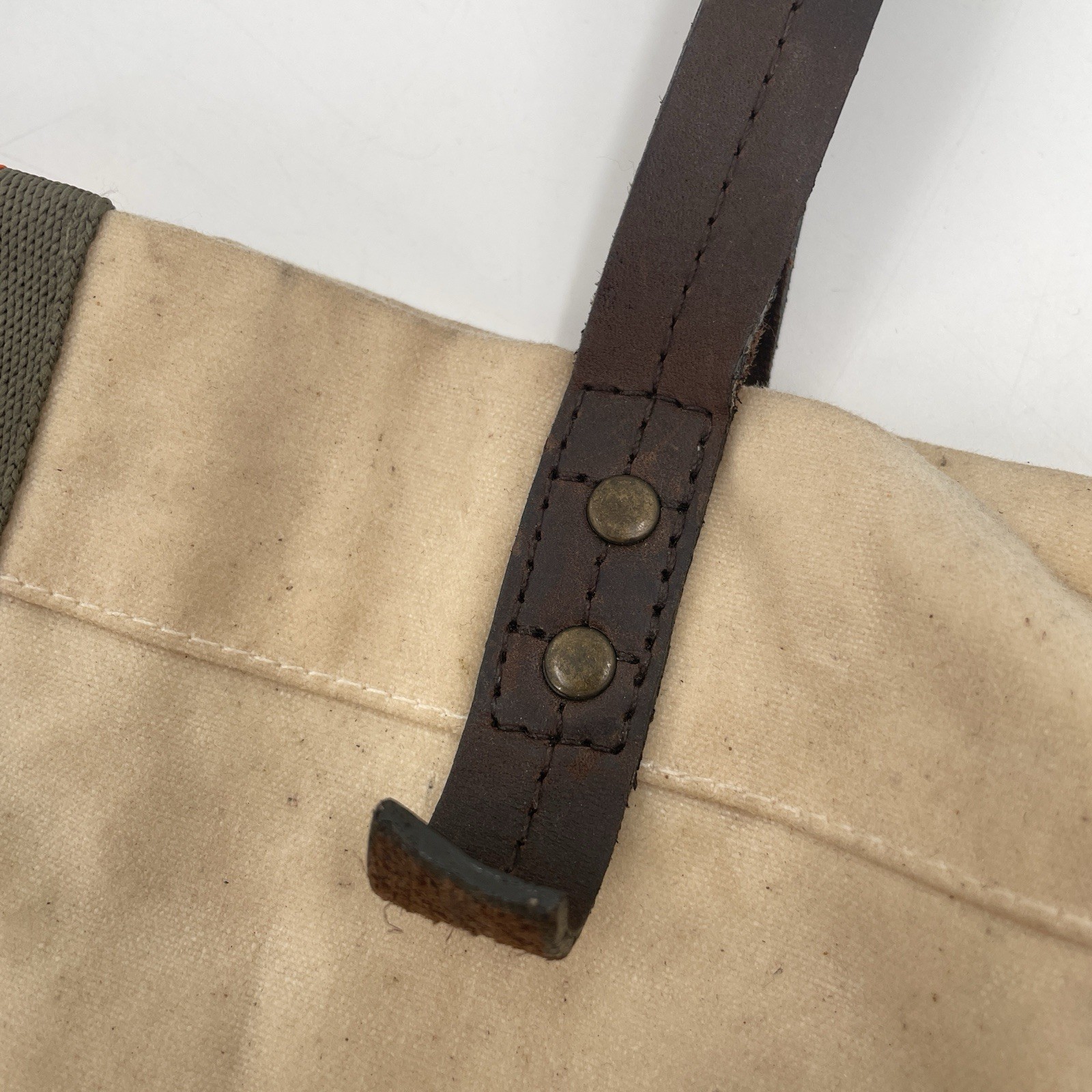 Birdkage Waxed Canvas Utility Tote Bag – 20”x10” – Snap Closure – Leather Straps