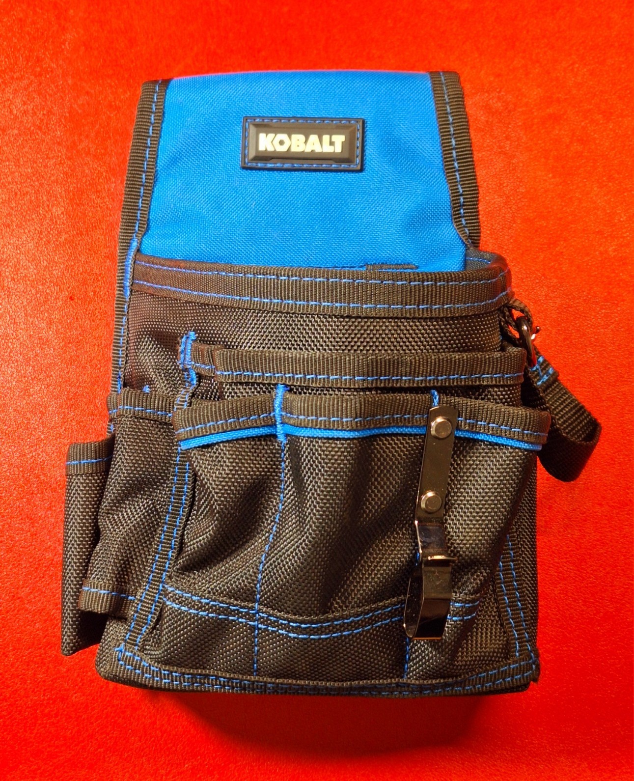 Kobalt Polyester Technician Tool Pouch 9 Pockets Belt Attachment & Snap Clip NEW