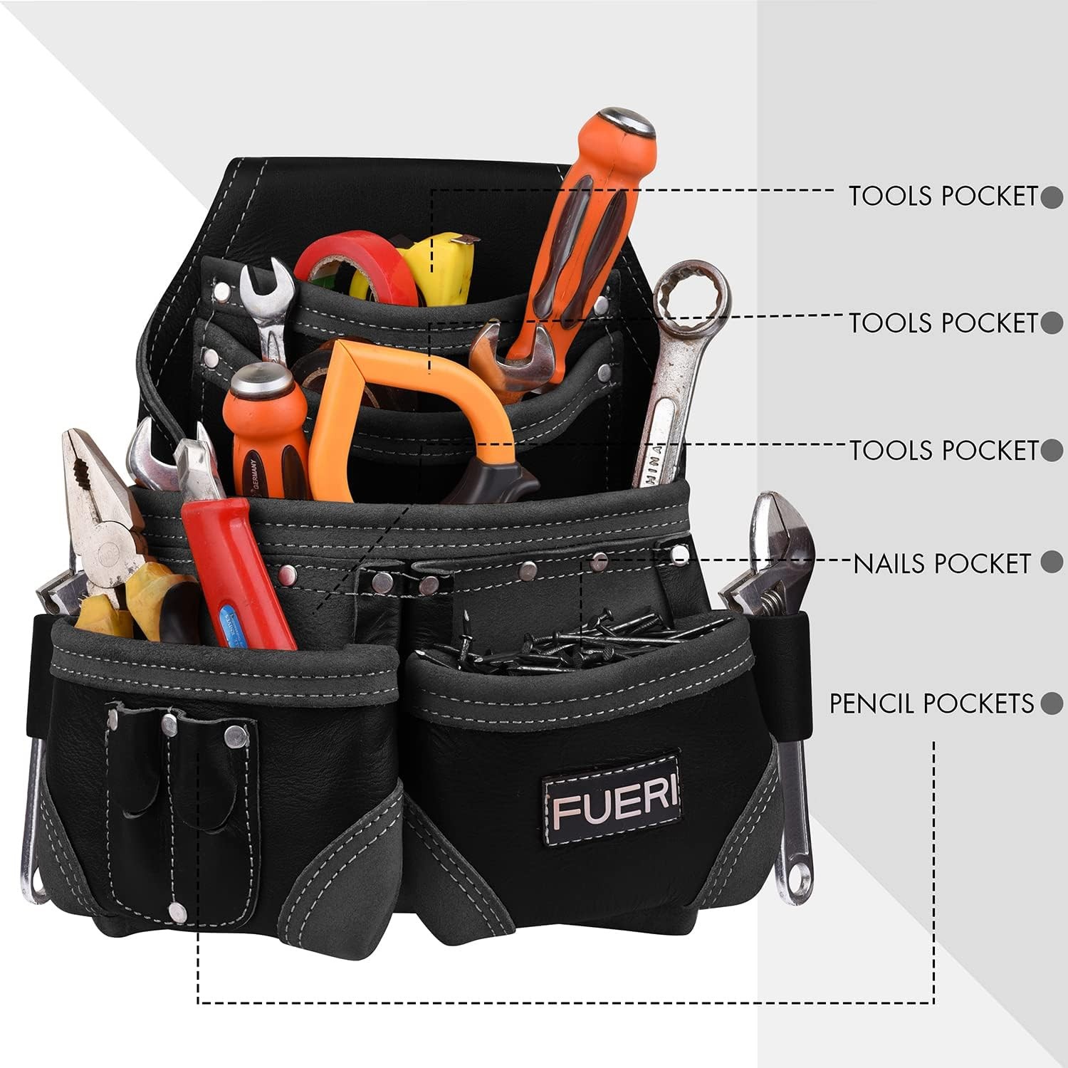 Leather Tool Pouches Heavy Duty Belts Pouch Bags for Men Construction Carpenter