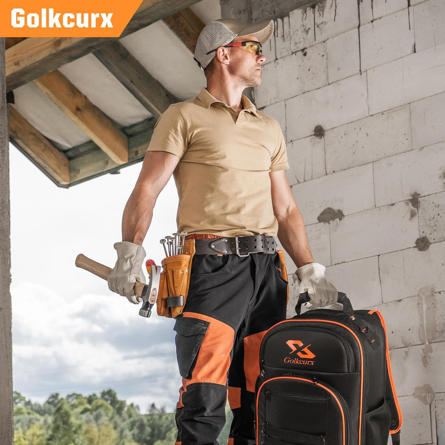 Tool Backpack, Heavy-Duty 1680D Tool Carrier | Molded Durable Base, Electrician