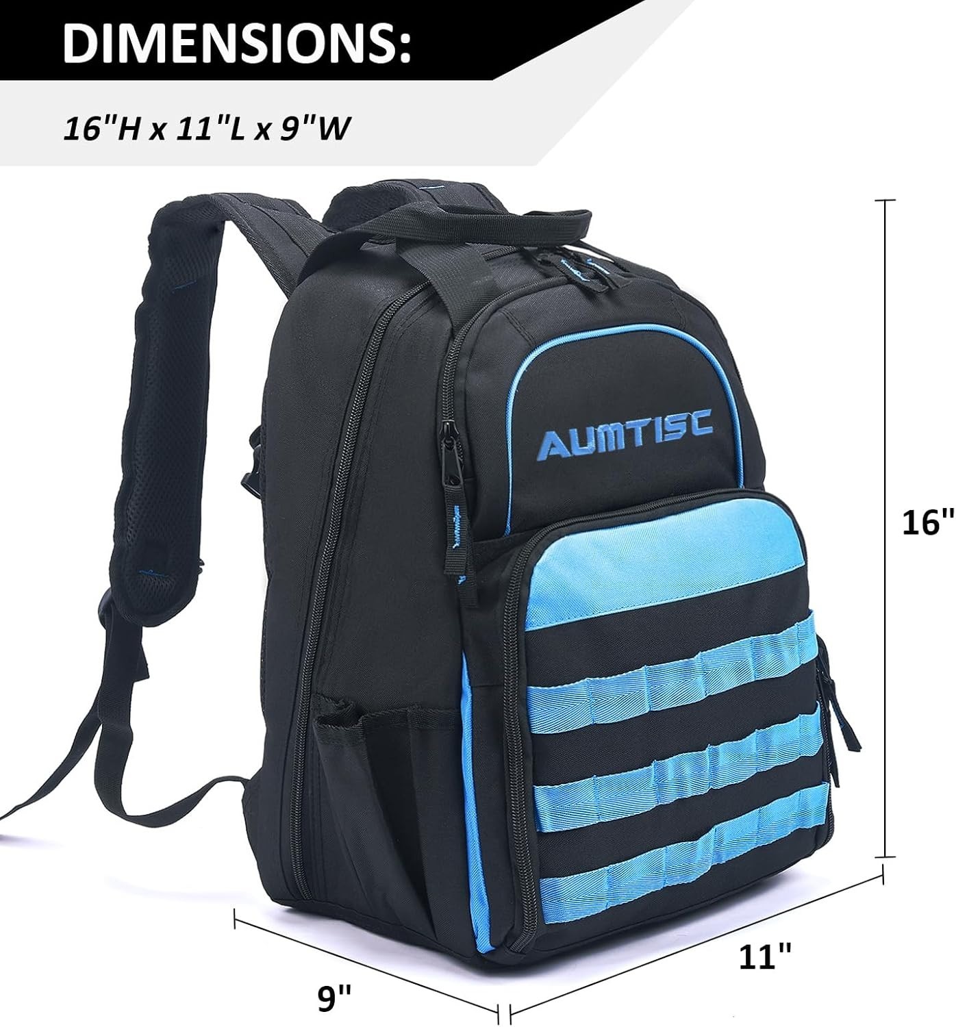 Heavy Duty Tool Bag Backpack with 49 Pockets for Electricians and Technicians