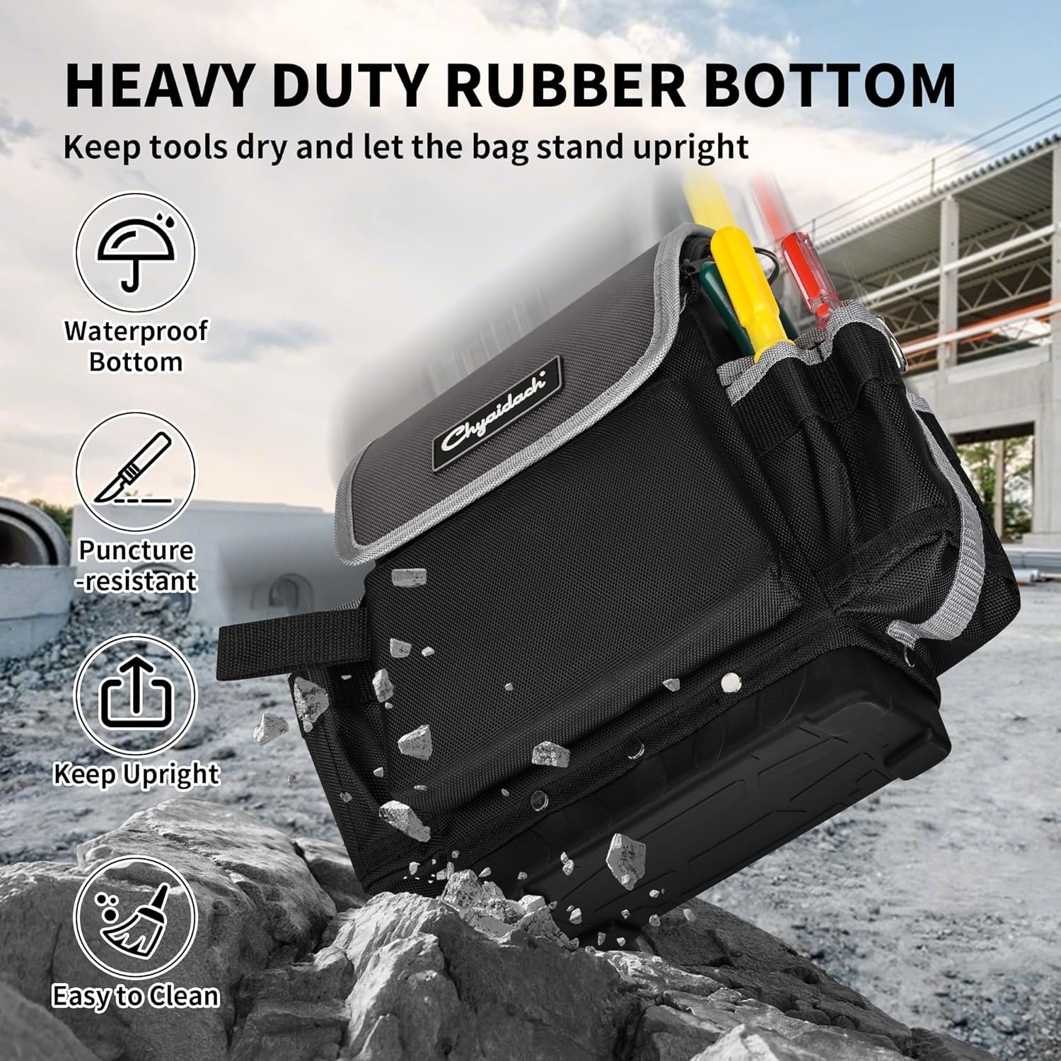 Waterproof Heavy Duty Tool Storage Bag with Modular Sections & Shoulder Strap