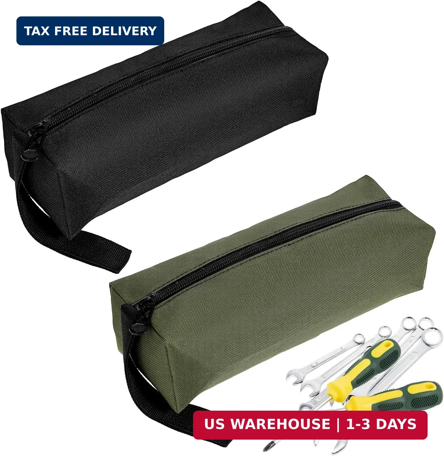 2 Pack Canvas Tool Pouch with Zipper, Tool Pouch Bag, Multi-Purpose Small Zipper