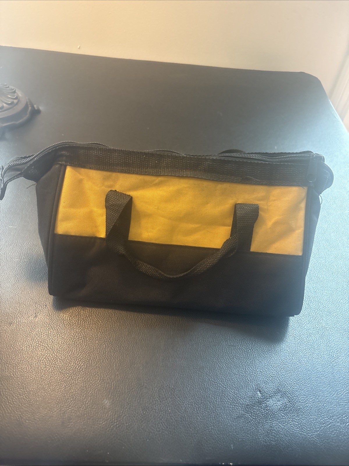DeWalt 12″ Soft Mini Tool Bag Black Yellow Canvas Nylon Zipper Tote Storage Case