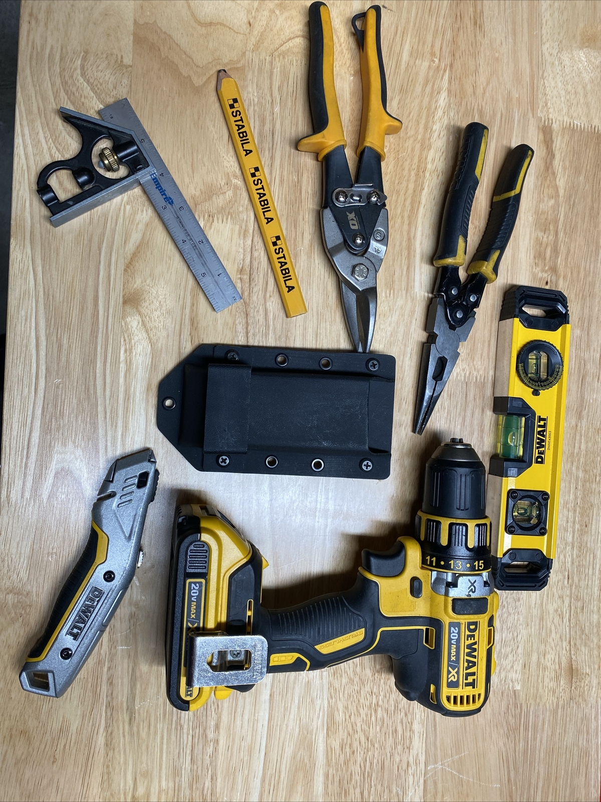 Utility knife holster and tool pouch. Cordless Drill Holster / Hanger. KYDEX.
