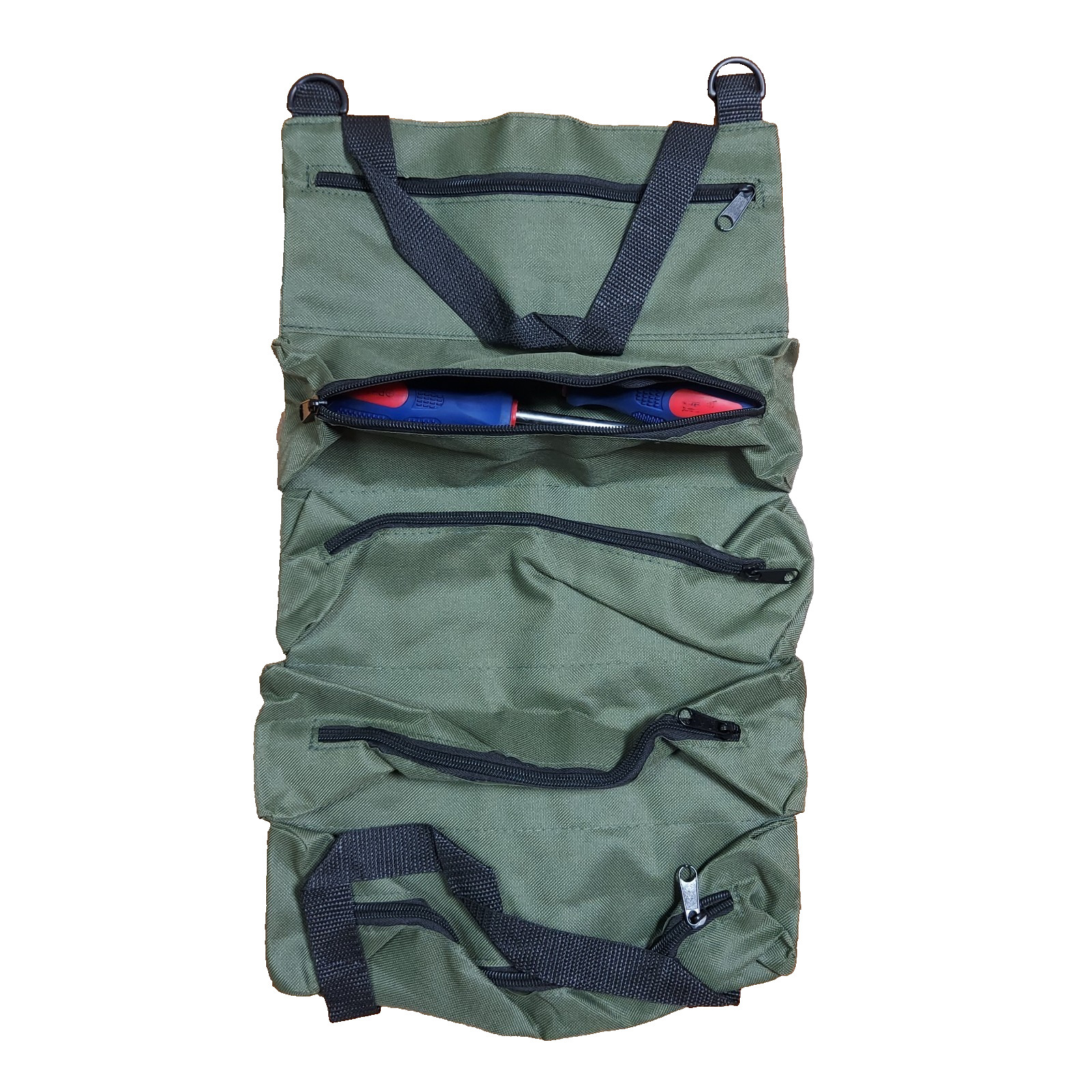 Multi-Purpose Tool Roll Up Bag 5 Pocket Wrench Pouch Canvas Hanging Organizer US
