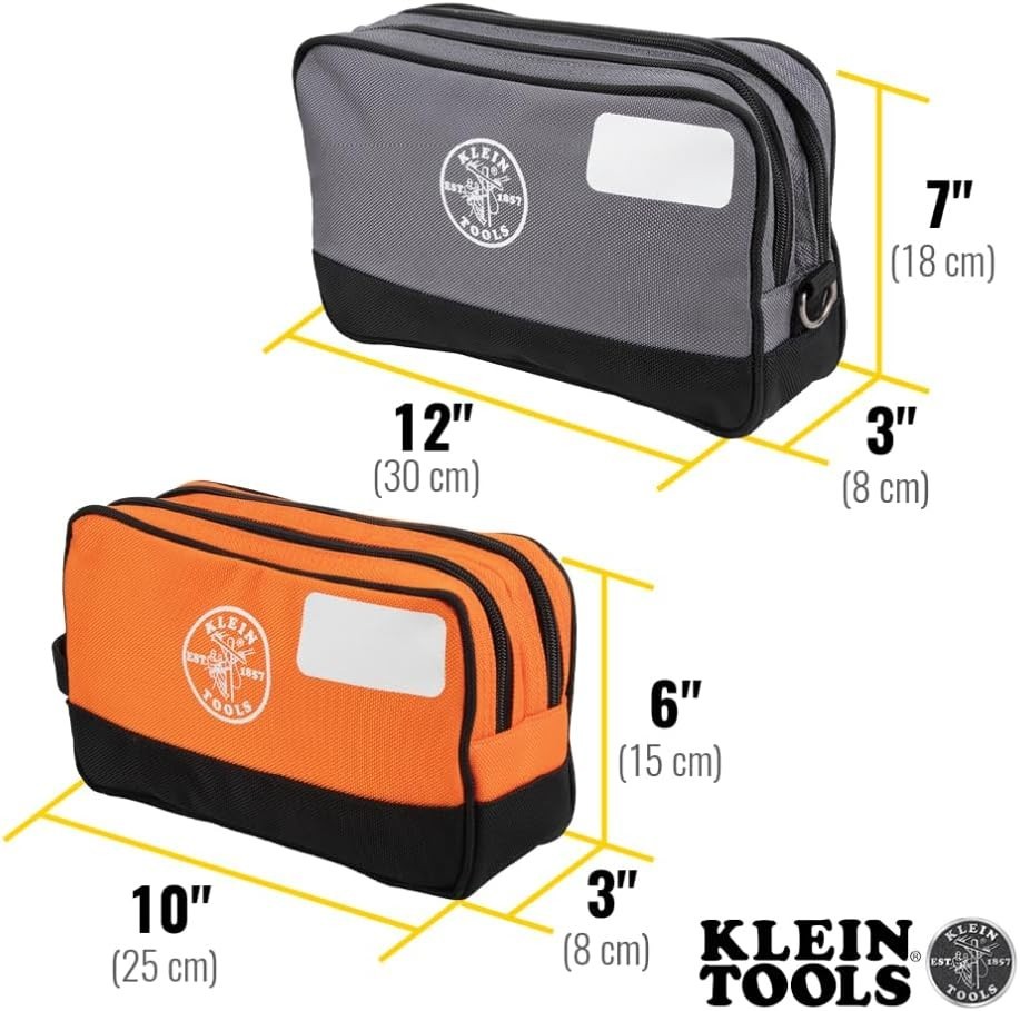 Tool Pouch with Dual Compartments Heavy Duty Polyester Organizer Bag 12 Inch