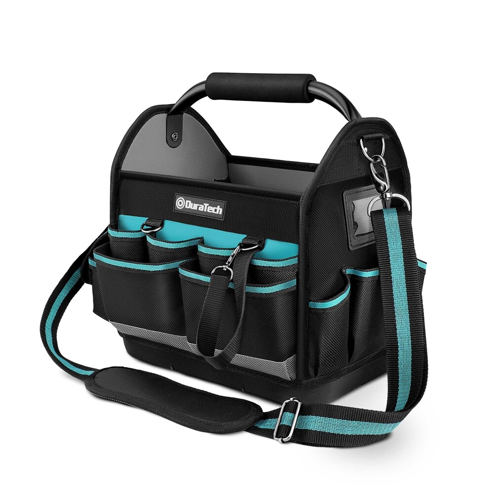 DURATECH 12″ Tool Tote Open Top Tool Bag Wide Mouth Tool Bag Tote w/Multi-Pocket