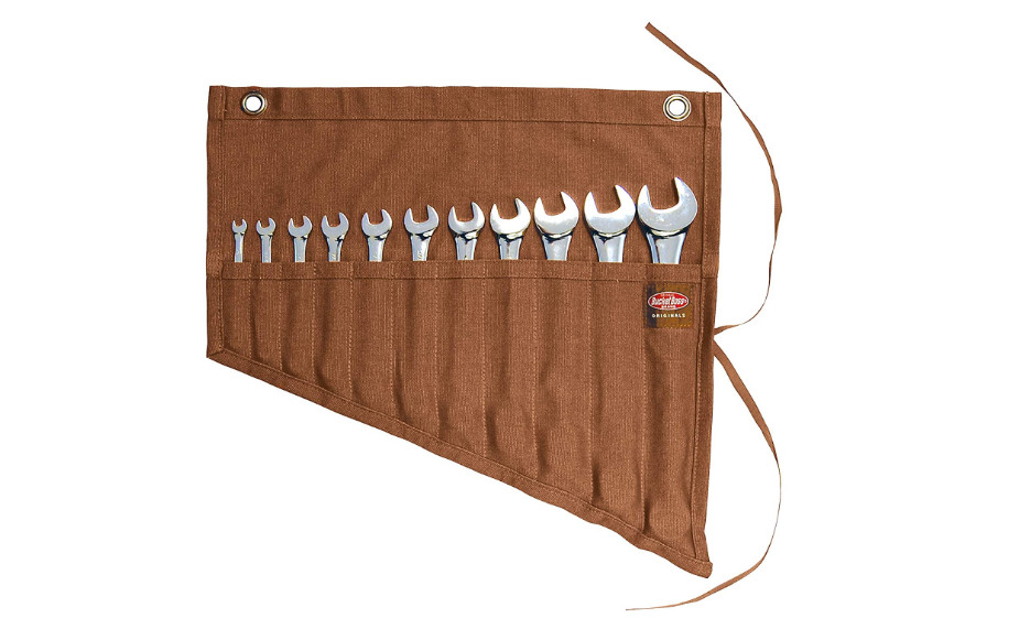 Wrench Organizer Tool Bags Pouch Roll Up Storage String Garage Canvas 11 Pockets