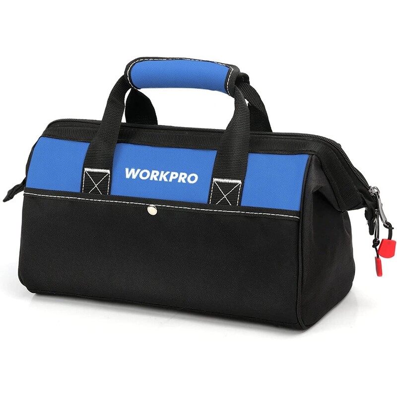 WORKPRO 13-inch Tool Bag, Wide Mouth Tool Tote Bag with Pockets for Tool Storage