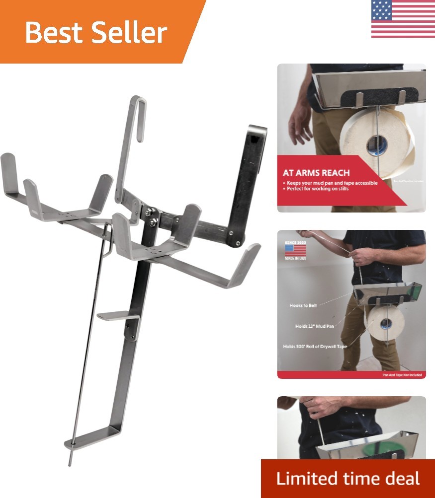 Hands-Free Mud Pan & Tape Holder – Aluminum Drywall Tool for Efficient Taping
