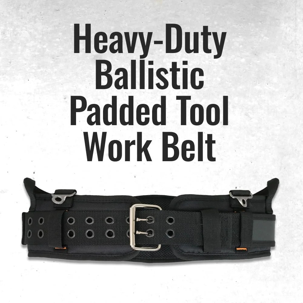 Heavy-Duty Ballistic Padded Tool Work Belt | Compatible w/Pouches, Holsters