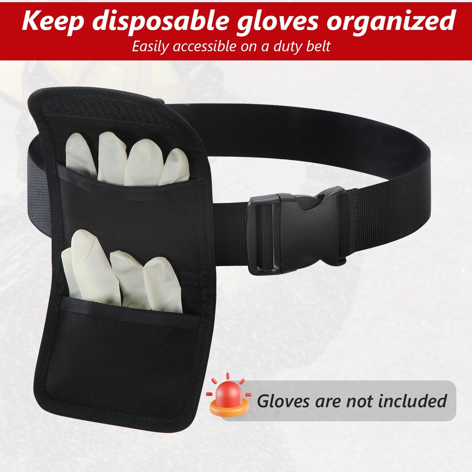 Double Glove Pouch for Police Firefighter, Duty Belt Rubber Gloves Holder, Du…