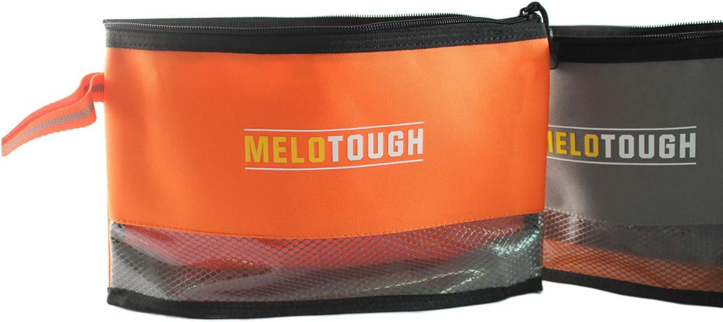 Melo Tough Multi Small Tool Pouch Bag 12inch, Grey&Orange(2 pack)