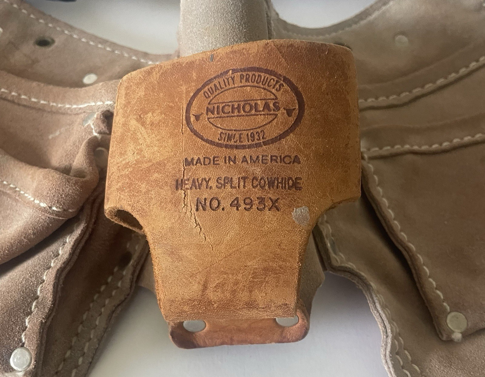 Nicholas Heavy Split Cowhide Leather Tool Belt Handyman 493X Pouch Carpenter USA