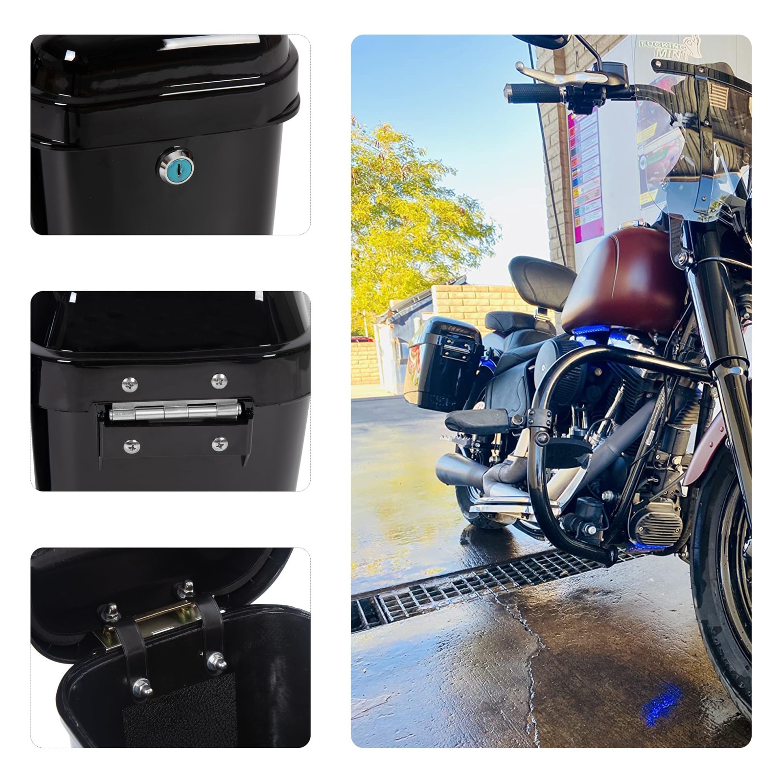 45L Motorcycle Hard Saddle Bags W/Lock Compatible with Harley Davidson Honda …