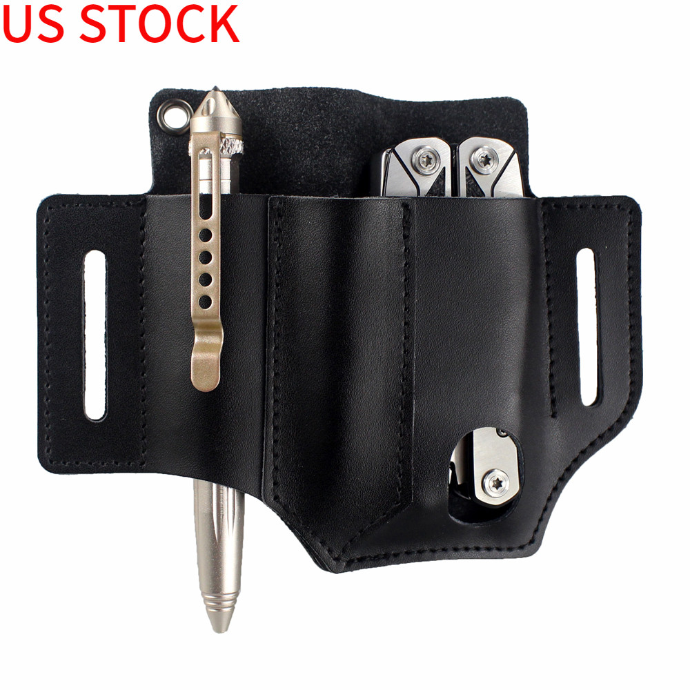 Belt Leather Tool Pouch for Tactical Portable Flashlight Knife Pen EDC Pouch