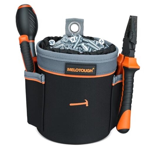 Drawstring Tool Pouch – 2 Sizes | Clip-On Nail, Screw & Bolt Bag | Small Black