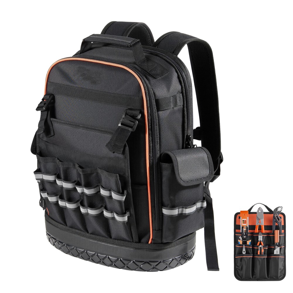 Tool Backpack 64 Pockets Tear-resistant Jobsite Organization Bag for Electrician