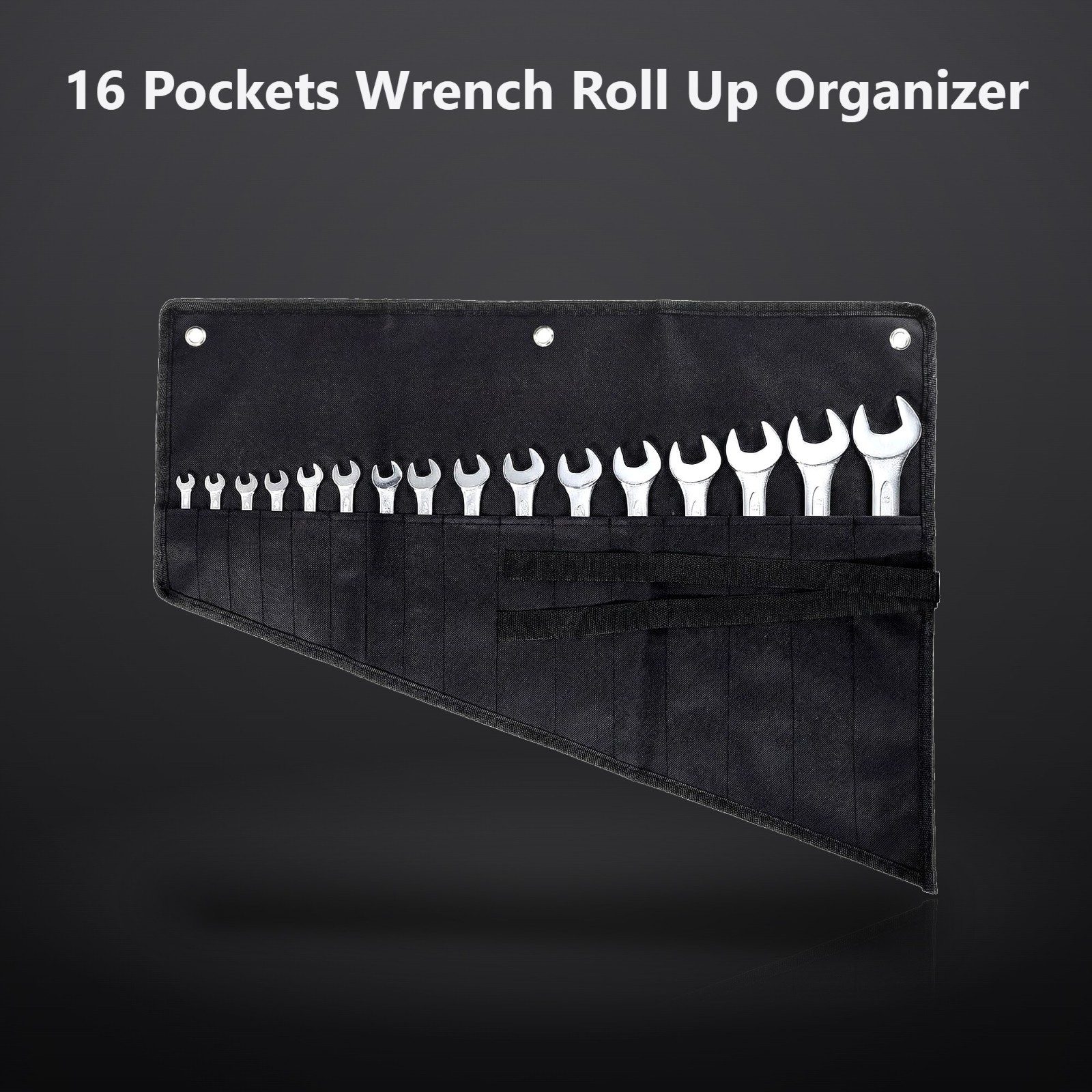 16 Pockets Wrench Roll Up Organizer, Tool Roll Pouch, Wrenchds Roll-Up Pouch,…