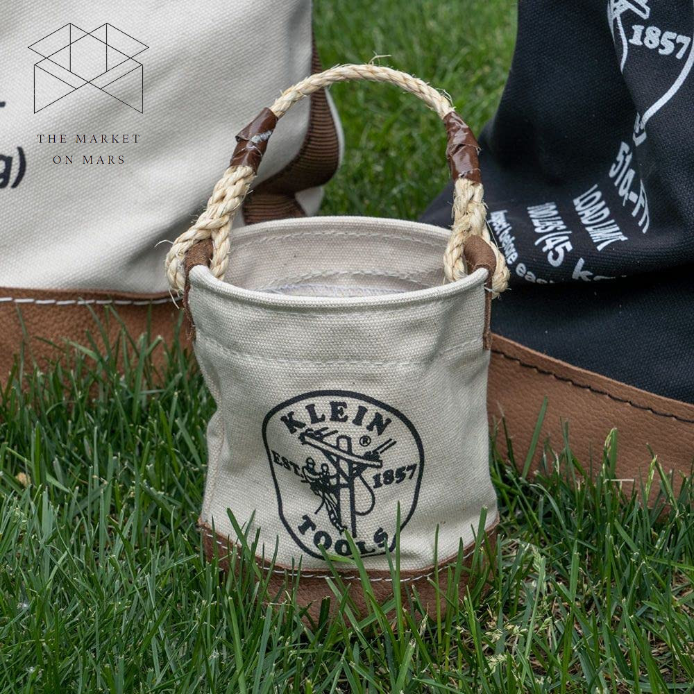 Tool Bucket Mini Small Parts Bag Heavy Duty Natural Canvas & Leather Bottom 🎯🎯