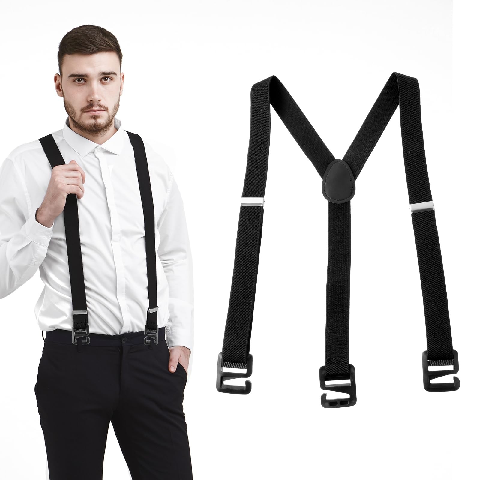 Tyqour Big and Tall Suspenders – Black for Men’s One Size,