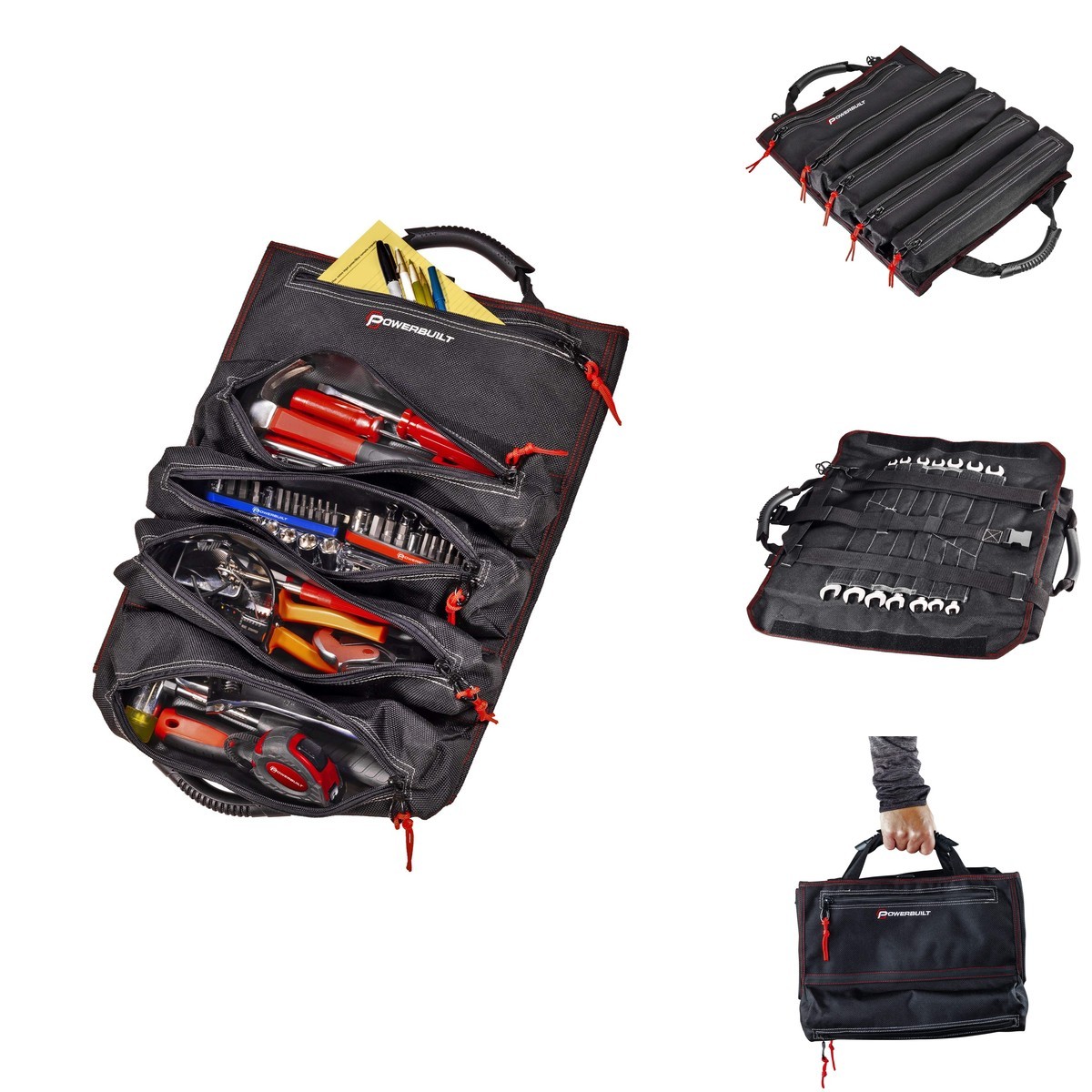Powerbuilt 240253 Pro Tool Bag Roll Organizer 18-1/2 x 15 in. 1200D Polyester