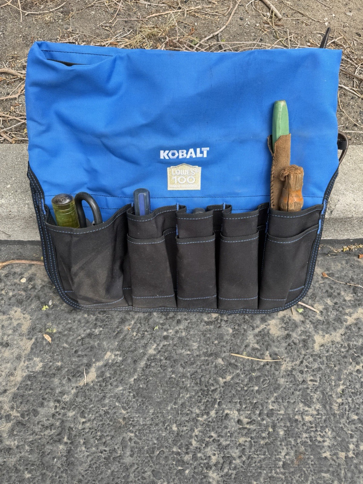 Kobalt Lowe’s 100 Tool Bag Blue/Black Fabric Multiple Pockets