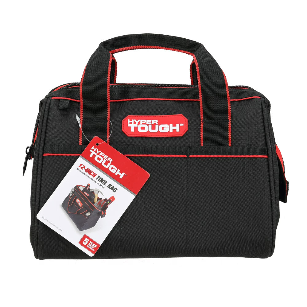 (4 Pack) Hyper Tough 12-Inch Tool Bag, Heavy-Duty Storage Organizer, 3-Pockets
