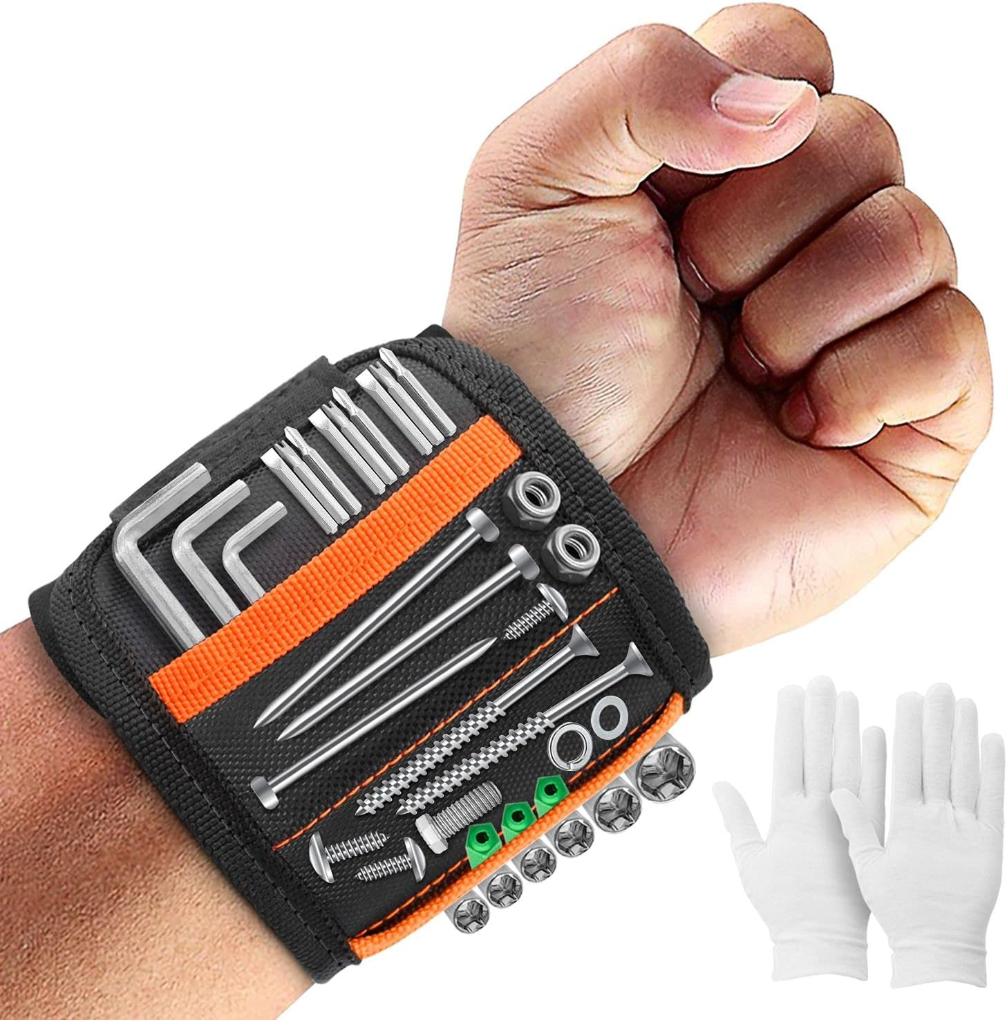 Magnetic Wristband with 15 Strong Magnets, Tool Belt Magnetic Wrist Band for Hol