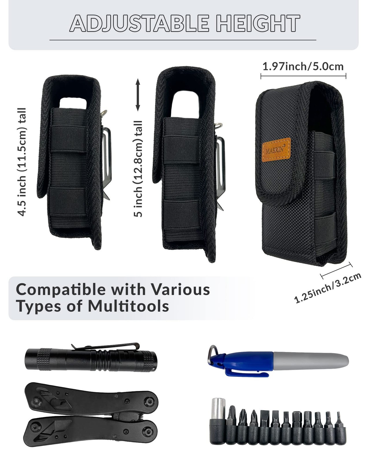 Multitool Sheath-EDC Pouch,Multi Tool Holster for Belt,Small Tactical Black