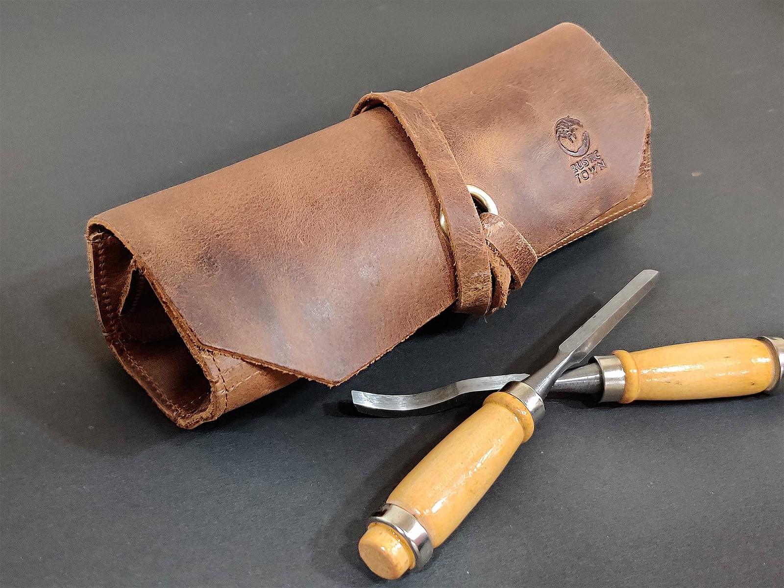 Leather Tool Roll Up Pouch Leather Tool Wrench Roll/Chisel Bag by Rustic Town