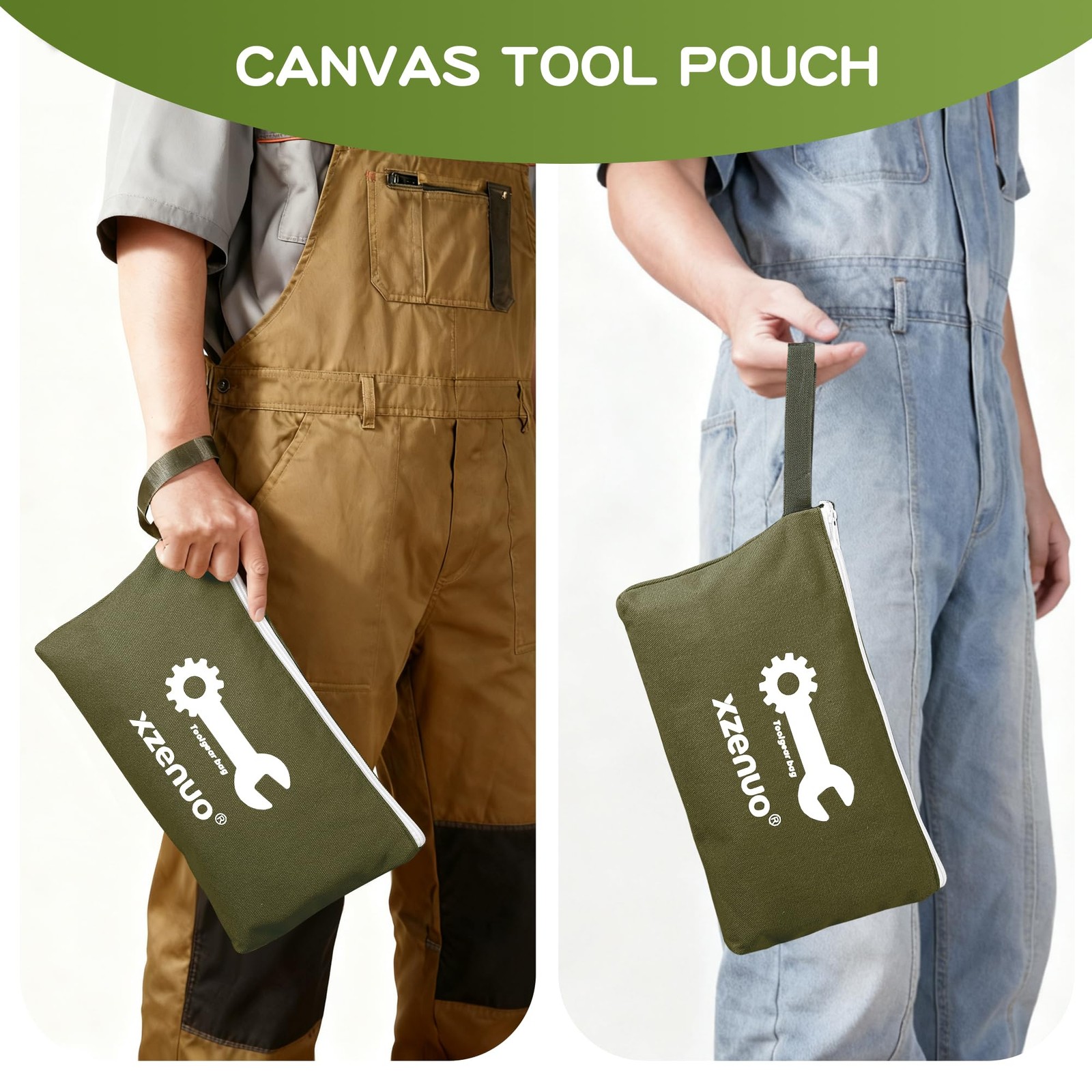 Small Tool Bag with Zipper,16oz 12 inch Tool Pouches | Canvas Storage Bags for T
