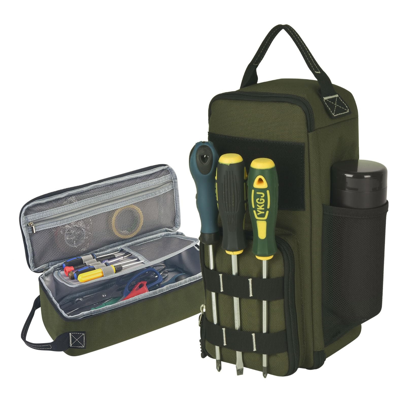 12.6 Inch Small Tool Bag Pouch Multiple Pockets Waterproof Handle Green
