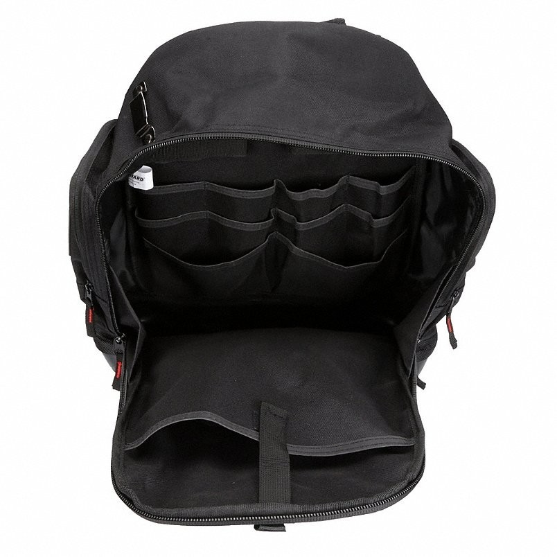 WESTWARD 32PJ49 Heavy Duty Tool Backpack Bag 19 Pockets Polyester Black NEW