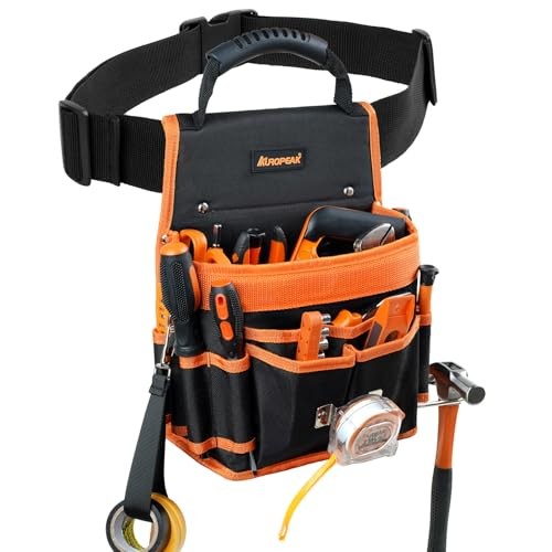 Tool Belt Pouch, 22 Pockets with Hammer Loops & Tape Clip | Durable Nylon