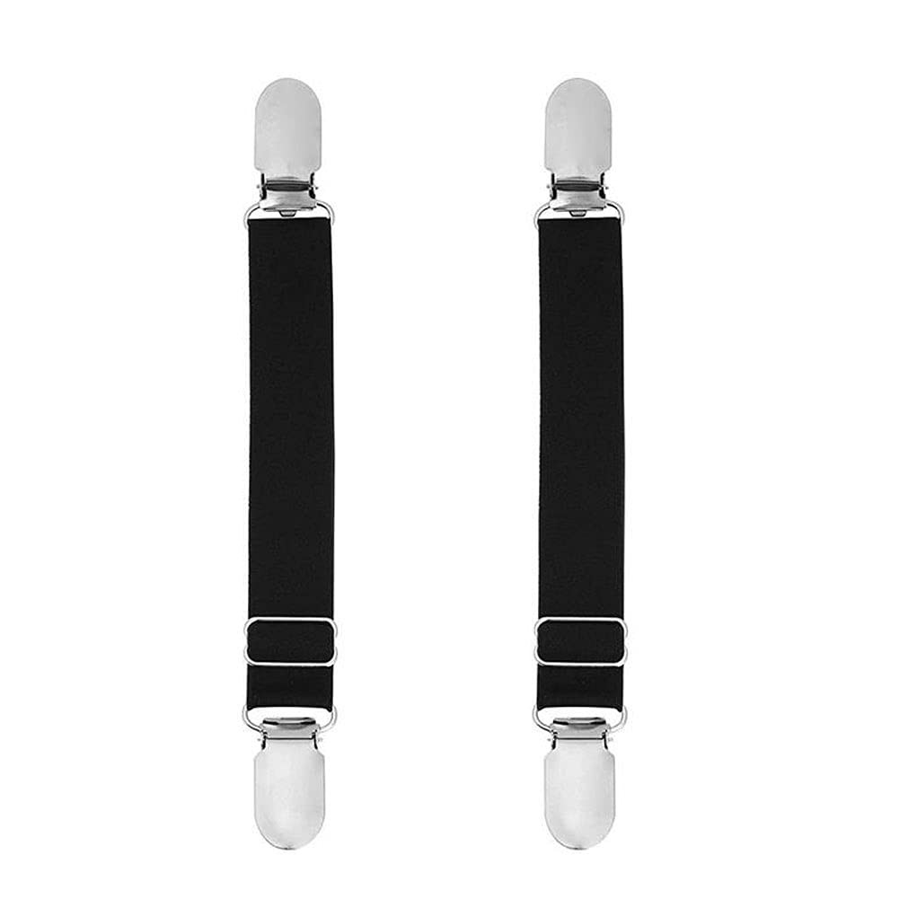 erioctry 1 Pair Adjustable Elastic Stocking Clip Suspender Large, Black
