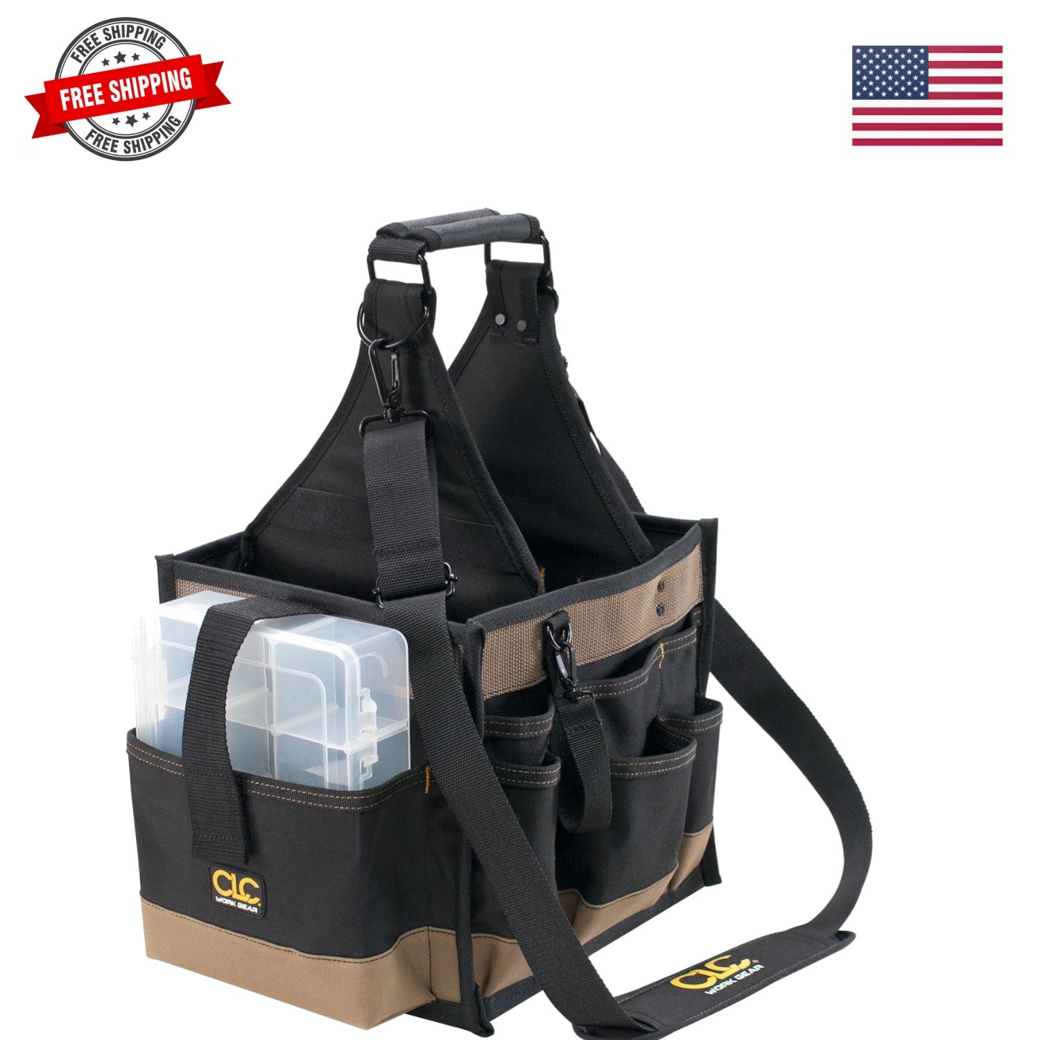 CLC 1528 Large Electrical and Maintenance Tool Carrier, Black